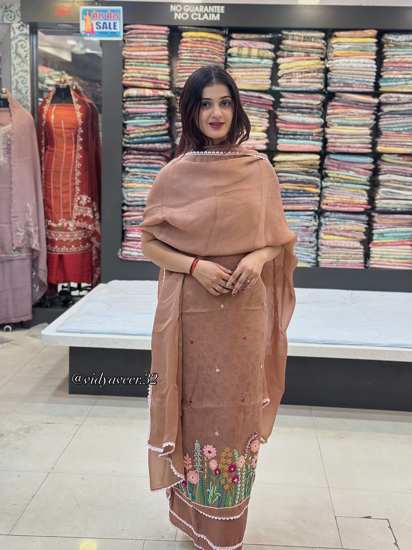 Luxury Burberry Silk Suit with Hand’s Knot Work for Special Occassions