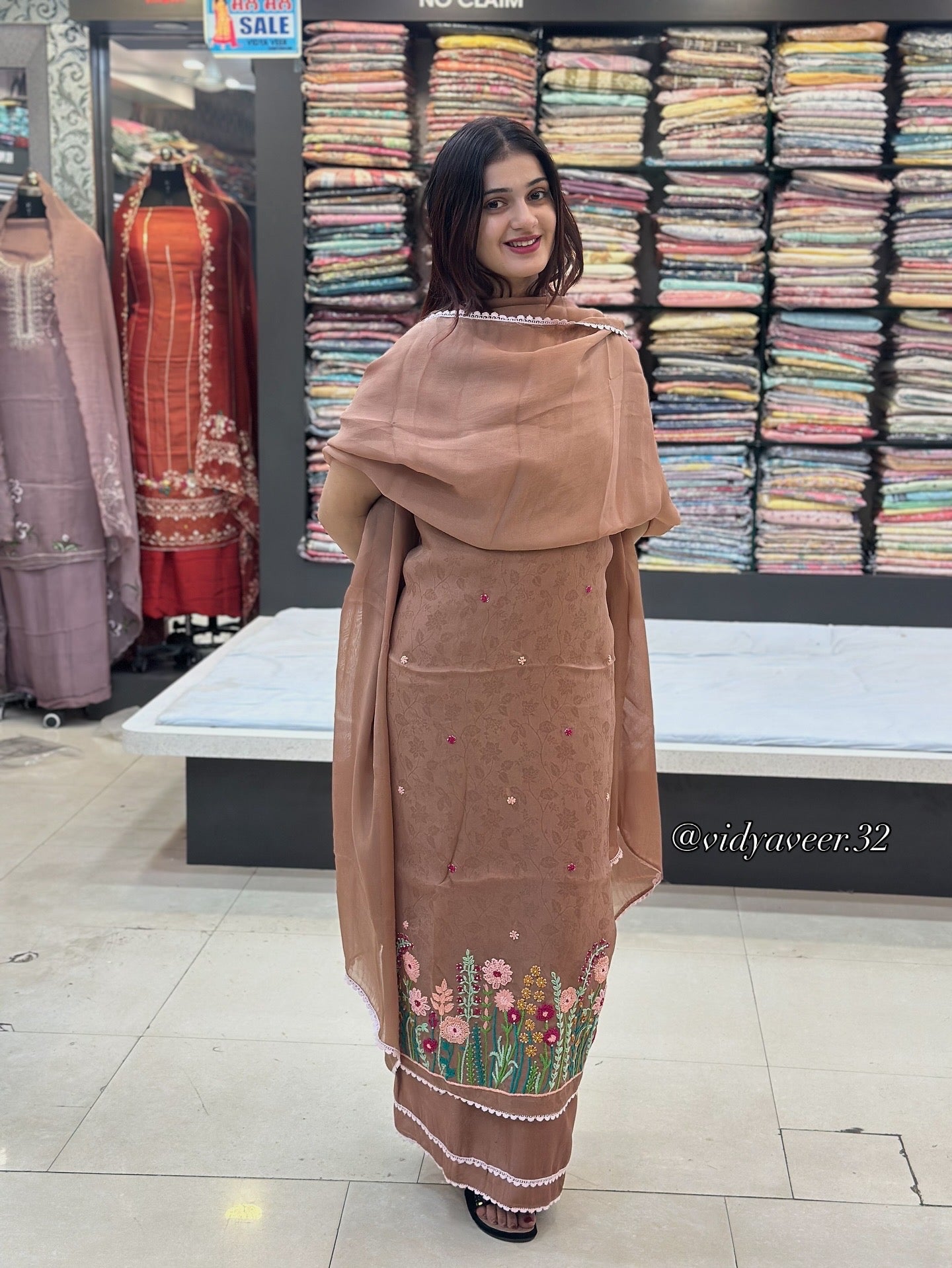 Luxury Burberry Silk Suit with Hand’s Knot Work for Special Occassions