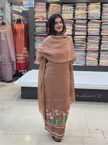 Luxury Burberry Silk Suit with Hand’s Knot Work for Special Occassions