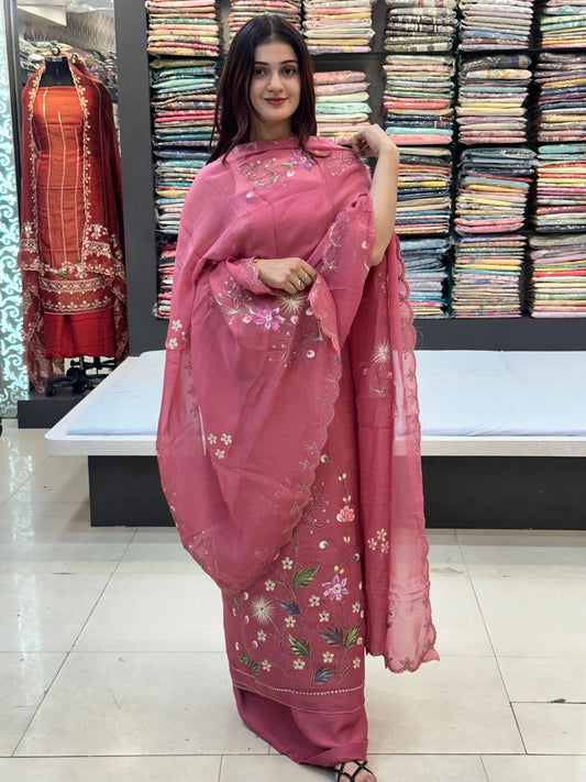 Luxury Handcrafted Burberry Silk Party Wear Suit