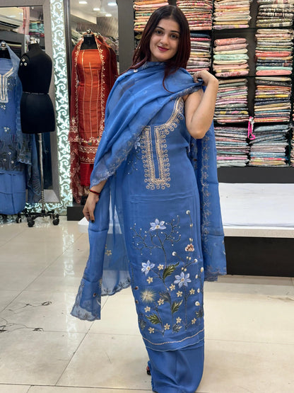 Artisan Elegance: Hand-Painted Burberry Silk Party Suit