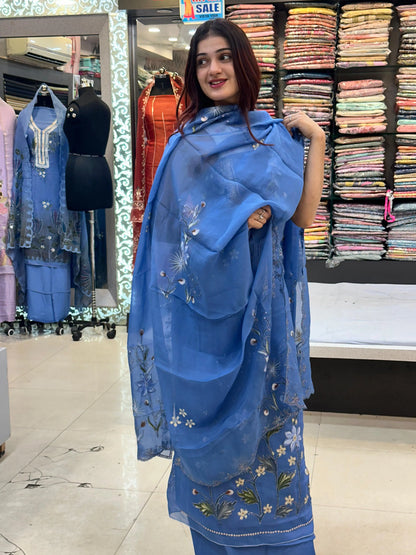 Artisan Elegance: Hand-Painted Burberry Silk Party Suit