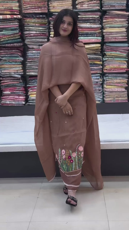 Luxury Burberry Silk Suit with Hand’s Knot Work for Special Occassions